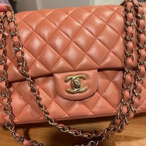 CHANEL Caramel Quilted Shoulder Bag with Gold Hardware and Chain Strap
